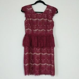 Anthropologie Maeve Elsa Peplum Sheath Lace Dress